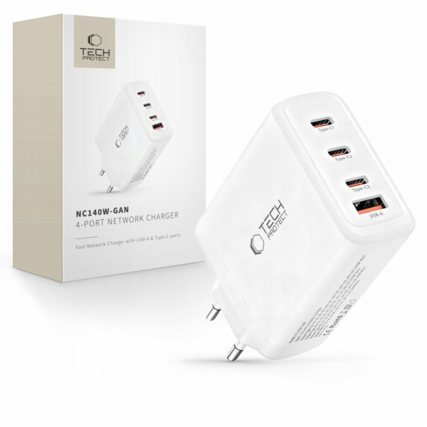 Tech-Protect SÍŤOVÁ NABÍJEČKA NC140W-GAN SE 4 PORTY PD 14...
