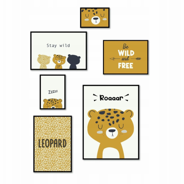 TODAY Sada 6 fotorámečků s motivem LEOPARD, MDF
