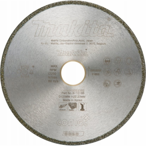 Makita MAKITA DIAMANTOVÁ ČEPEL 125x22,23mm PLNÝ (MOKRÝ) M...