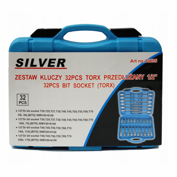 Geko TORX KLÍČE 1/2 PRODLOUŽENÉ 32 KS / STŘÍBRNÉ