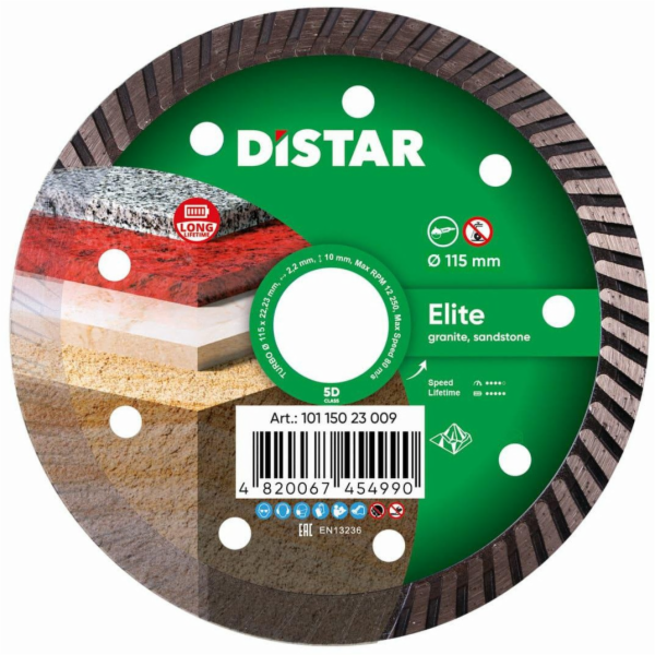 Distar DIAMANTOVÝ KOTOUČ ELITE 115 x 2,2 x 22,23 mm TURBO