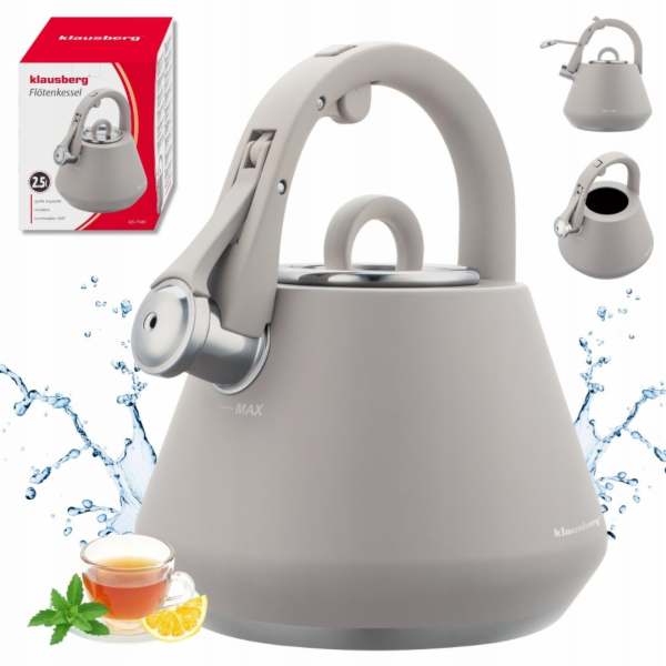 Klausberg OCELOVÁ KONVICE S PÍŠKÁLKOU 2,5 L KB-7949 ŠEDÁ