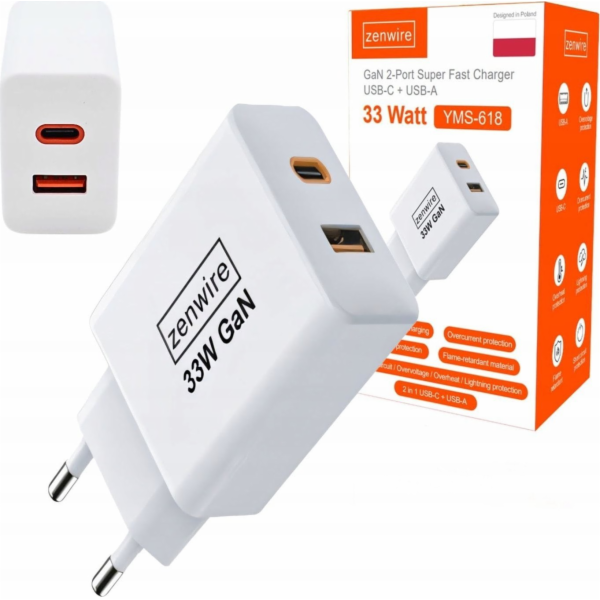 Zenwire Nabíječka Fast Wall Charger Cube GAN III 33W Powe...