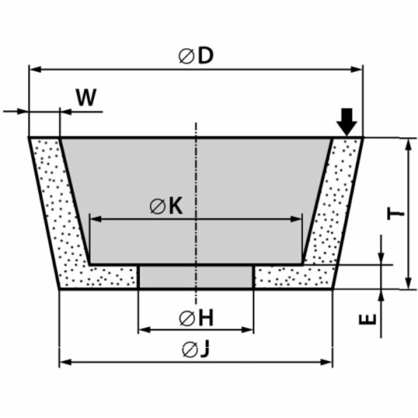 Andre Brusný kotouč s hrnkovým hrncem 100 mm x 40 mm x 20...
