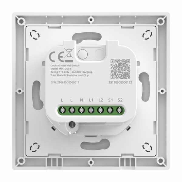 Dvoukanálový nástěnný spínač SONOFF MINI-2GS-E Matter.