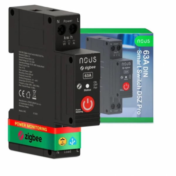 NOUS D5Z DIN, ZigBee Smart merač spotreby, 63A