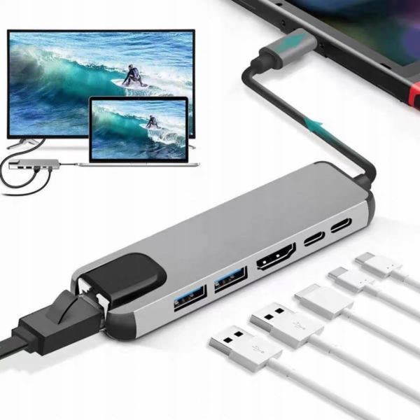 Gembird A-CM-COMBO5-06 Víceportový adaptér USB typu C 6 v...