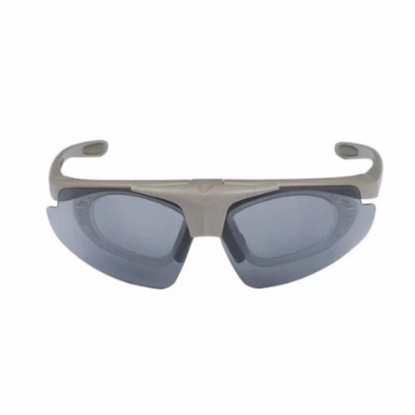 Střelecké brýle Wosport Tan – 3 vyměnitelné hledí, pásek