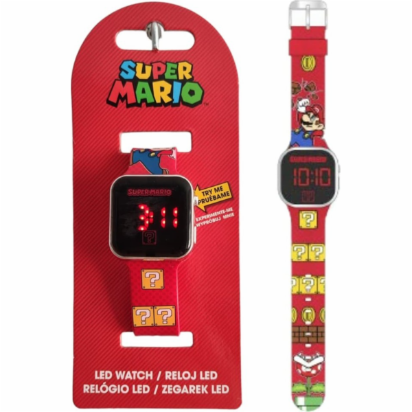 Kids Euroswan Červené LED hodinky Super Mario