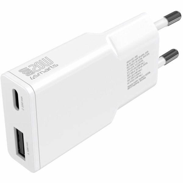 4smarts PDPlug 20W GaN nabíječka do zásuvky + USB-C + USB...