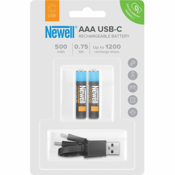 Newell Baterie NEWELL AAA USB-C 500 mAh, 2 ks, blistr