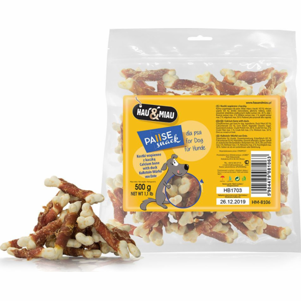 Hau&Miau Hau&Miau vápencové kostky s kachnou 500g HM-8106