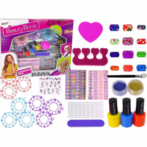LeanToys Sada na zdobení nehtů , samolepky na nehty, šabl...