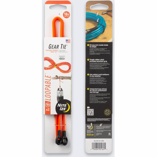 NiteIze NiteIze Gear Tie Loopable 18 ks, oranžová