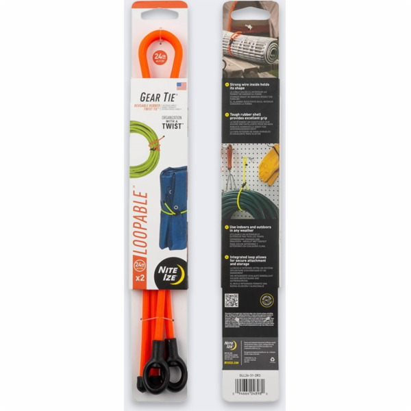 NiteIze NiteIze Gear Tie Loopable 24 ks, oranžová