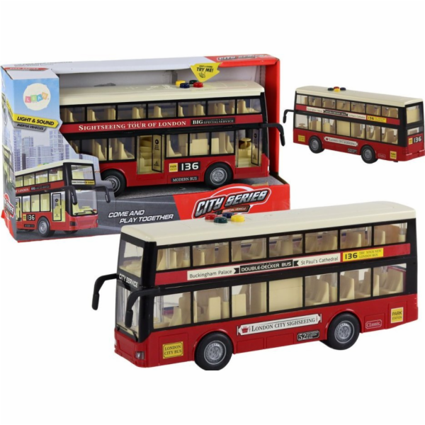 LeanToys Dvoupatrový městský autobus Světla Zní Červeně 1:16