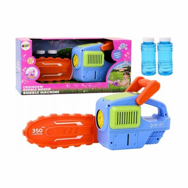 LeanToys Stroj na bubliny Motorová pila modrá
