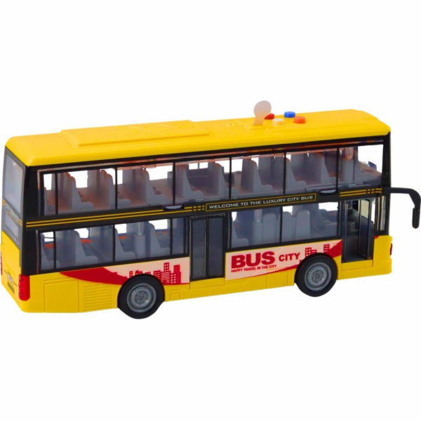 LeanToys Dvoupatrový autobus 1:16 Světla Zvuky Jízda Žlutá