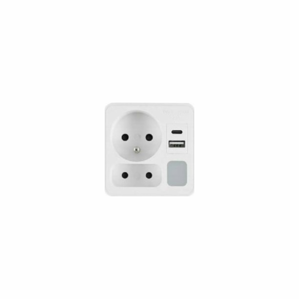Plastrol DVOJITÝ ROZDĚLOVAČ S LAMPOU 1x USB + 1x USB C