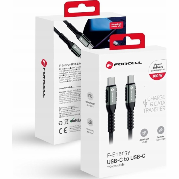 ForCell Kabel USB-C - USB-C 1,2 m černý