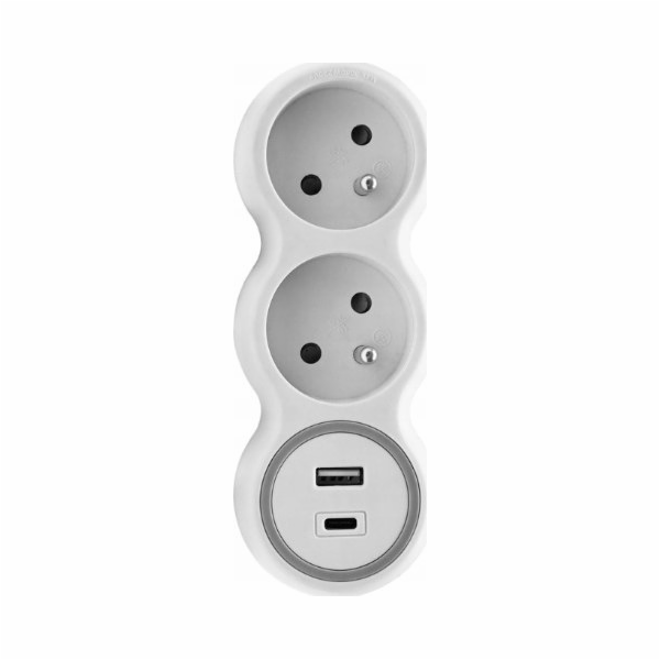 Plastrol Duální síťový rozbočovač + USB-A + USB-C