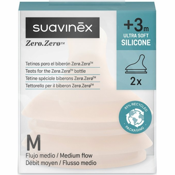Suavinex 308681-ZERO DUSIKY NA LAHEV/STŘEDNÍ PRŮTOK M/2 KS