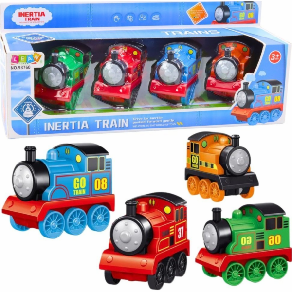 LeanToys Sada 4 barevných vláčků s motorovými lokomotivam...