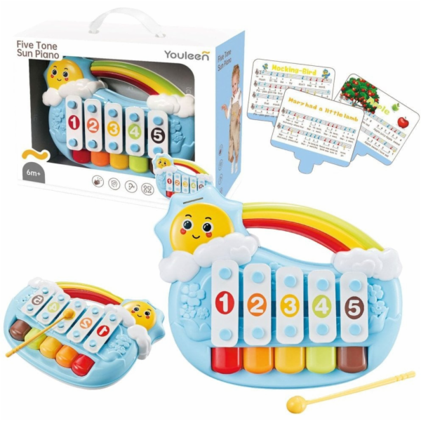 LeanToys pětitónové vzdělávací piano pro batolata, modré ...