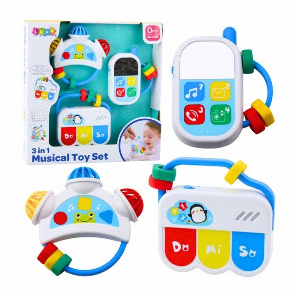 LeanToys Sada hudebních hraček pro batolata: telefon, tam...