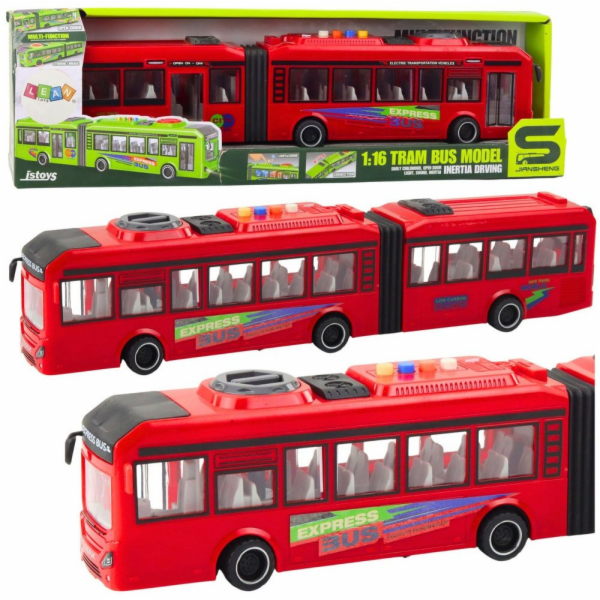 LeanToys Kloubový autobus Otevírání dveří Světla Zní Červ...