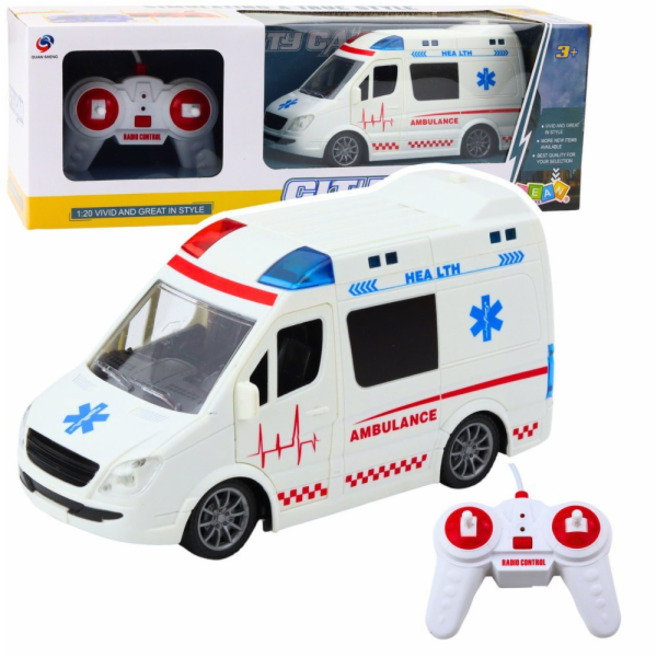 LeanToys Dálkové ovládání Sanitka RC Světla Zvuky 1:20 Bílá