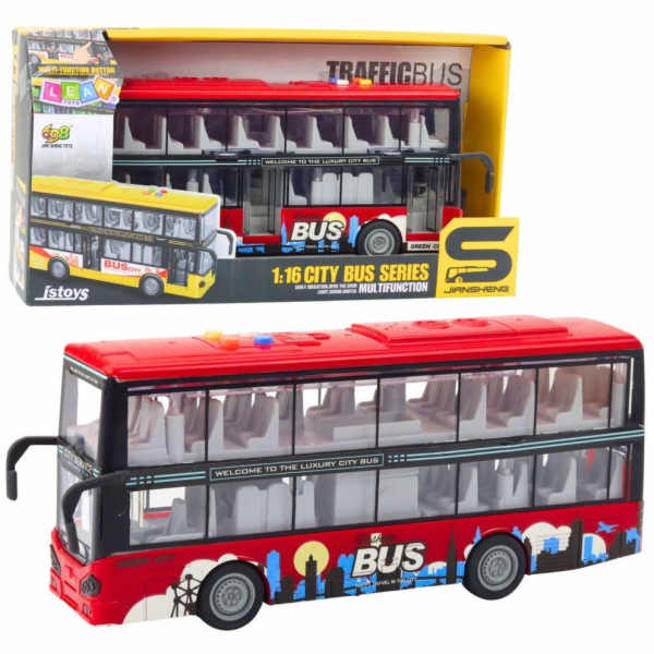 LeanToys Městský autobus dvoupatrový 1:16 Řidičské světlo...