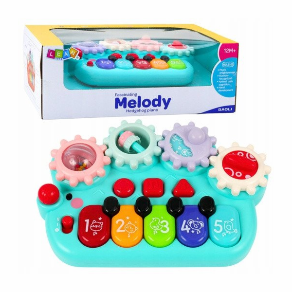 LeanToys Interaktivní klavír pro děti s modrými ozubenými...