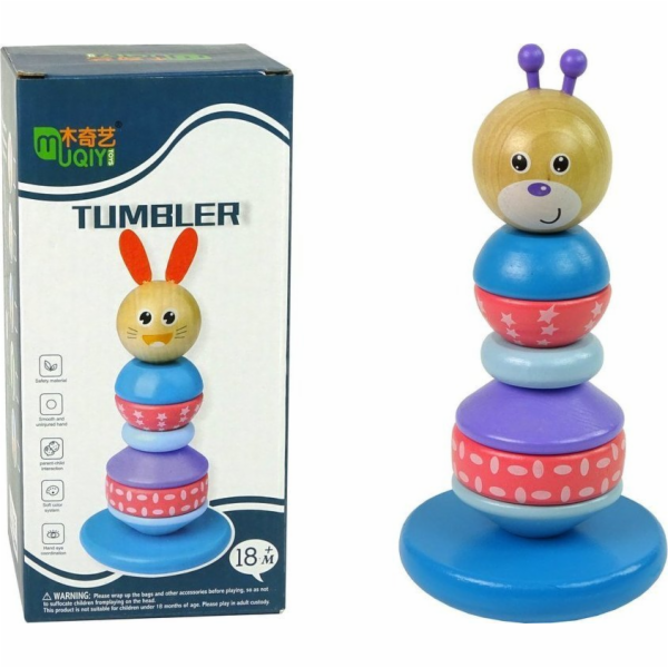 LeanToys Dřevěná vzdělávací pyramida s balanční věží pro ...