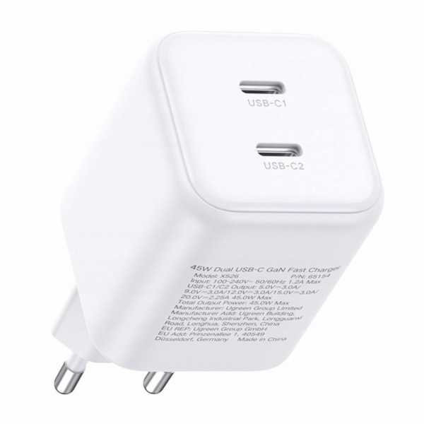 Ugreen Nabíječka Dual USB-C GaN 45W X526 (bílá)