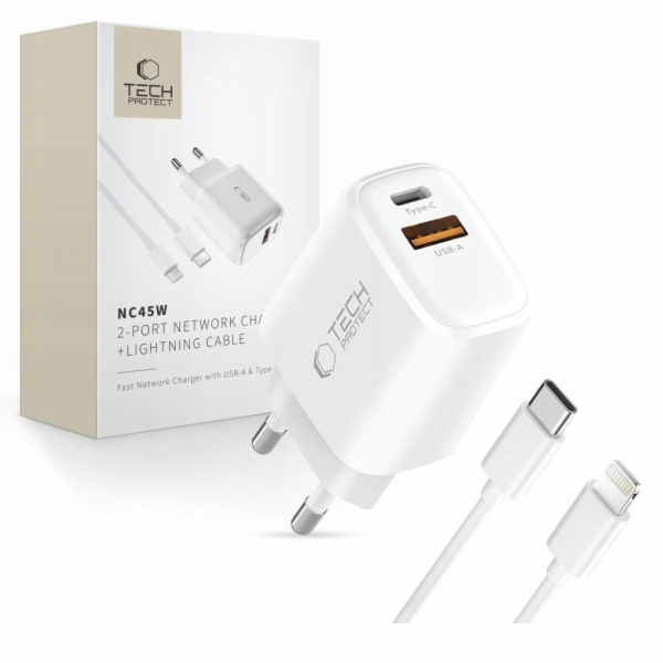 Tech-Protect Síťová nabíječka NCA45W-GAN se 2 porty PD 45...
