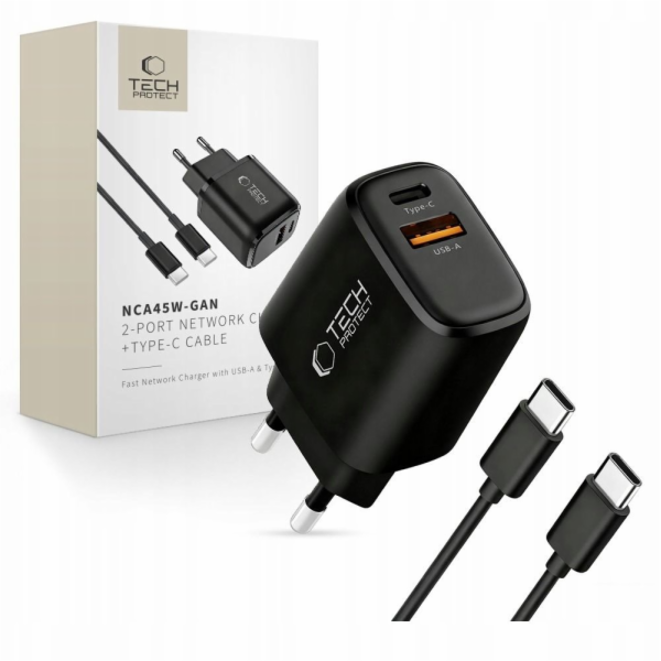 Tech-Protect SÍŤOVÁ NABÍJEČKA NCA45W-GAN SE 2 PORTY PD 45...