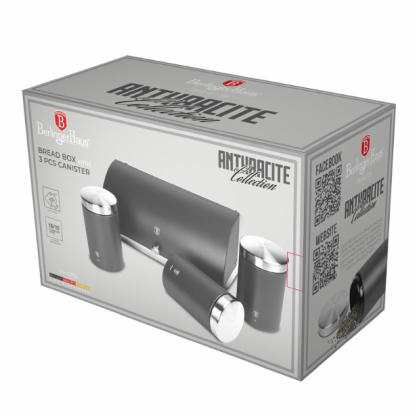 Chlebník a sada dóz na potraviny 4 ks Antracit Collection...