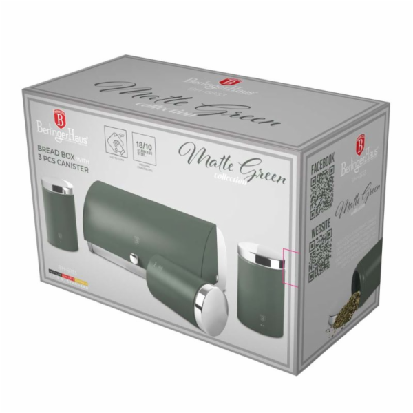 Chlebník a sada dóz na potraviny 4 ks Matte Green Collect...