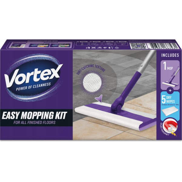 Vortex Sada s mopem na mytí , mopem a 5 suchými ubrousky