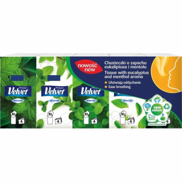 VELVET Jednorázové sametové kapesníky, 4vrstvé, 10 ks.