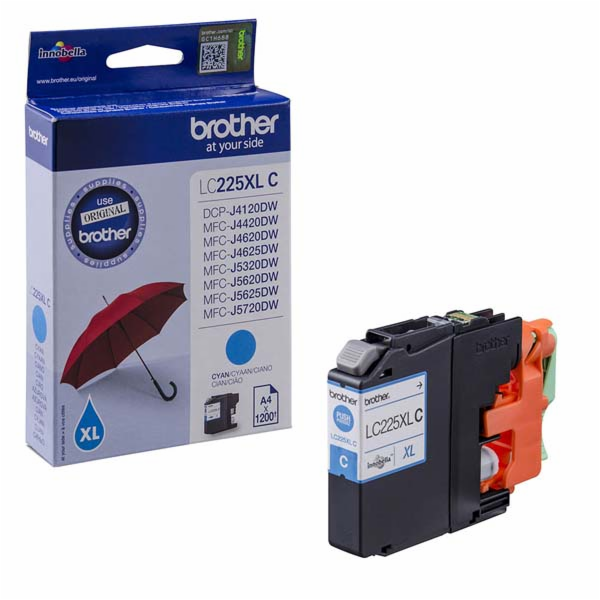 BROTHER LC225XLC, cyan , 1200 strán
