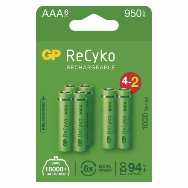 baterie GP 1.2V  AAA  6-pack  papírová k