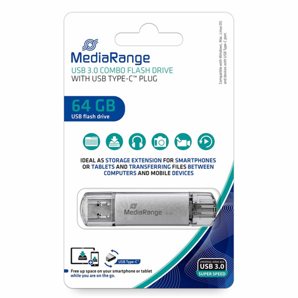 MediaRange Kombo-Speicherstick 64 GB, USB-Stick MR937
