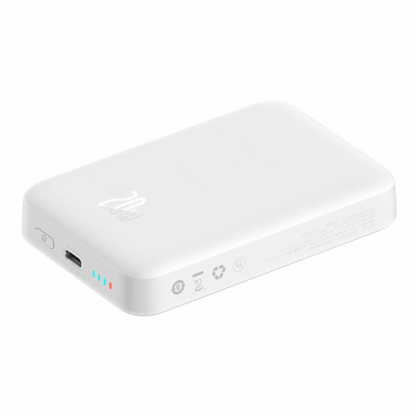 Powerbanka Baseus Magnetic, 10000mAh, USB-C 20W (bílá)