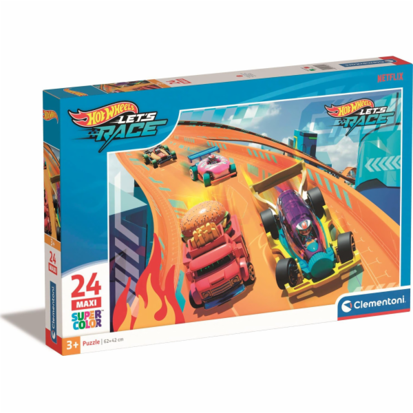 Delione Clementoni Hot Wheels, 62 cm x 42 cm, 24 dílů.