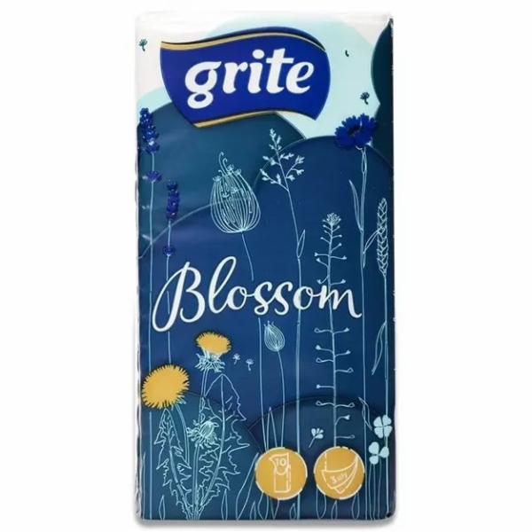 Jednorázové kapesníčky GRITE BLOSSOM, 3 vrstvy, 10 ks.