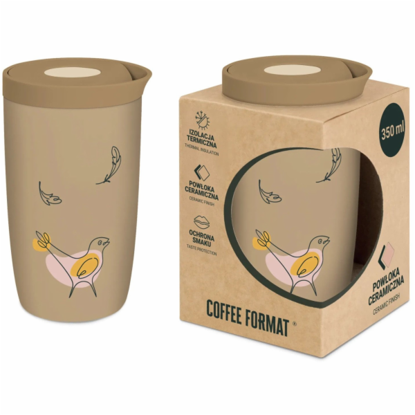 Coffee Format Termohrnek Hnědý s potiskem 350 ml