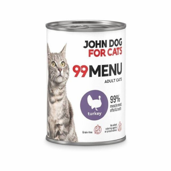 JOHN DOG 99 Menu Turkey - mokré krmivo pro kočky - 400g