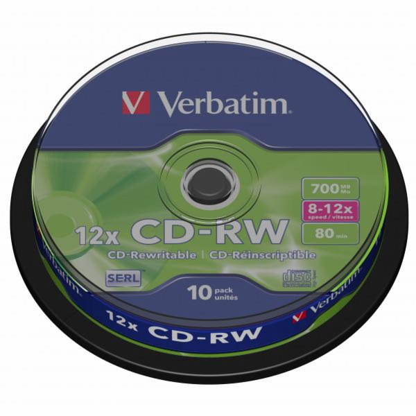 VERBATIM CD-RW 80min. 8-12x, 10 cake